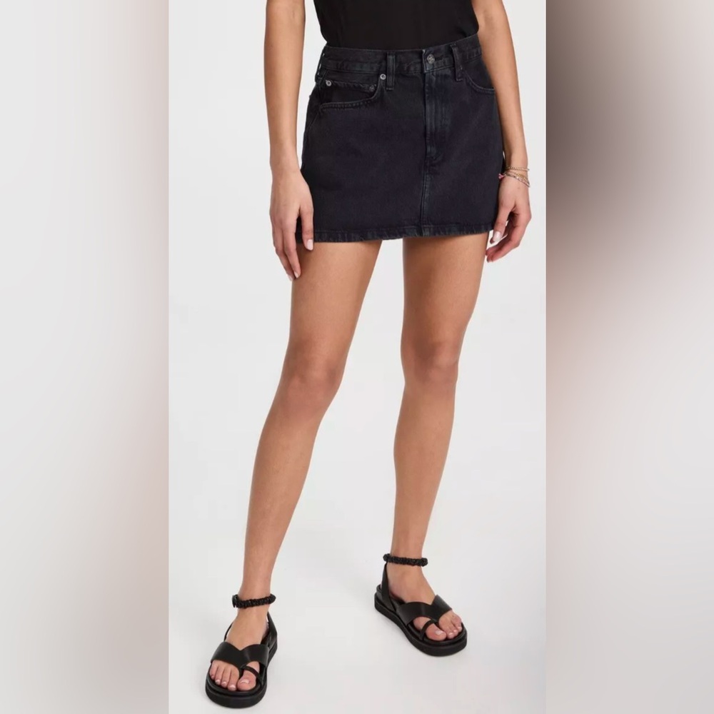 Guess Denim Raw Hem Mini Skirt Black Cut-Off Size 8 NWOT Beach Festival Cowgirl